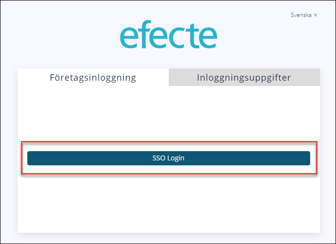 Logga in på effecte. Knappen